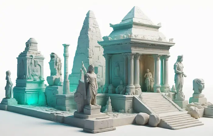 Egyptian Monuments 3D Design Art Illustration